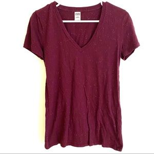 PINK v-neck burgundy t-shirt size Large